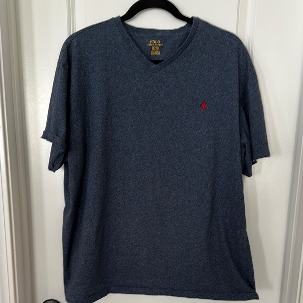 Polo by Ralph Lauren Men's Blue V-Neck Shirt XL Navy blue